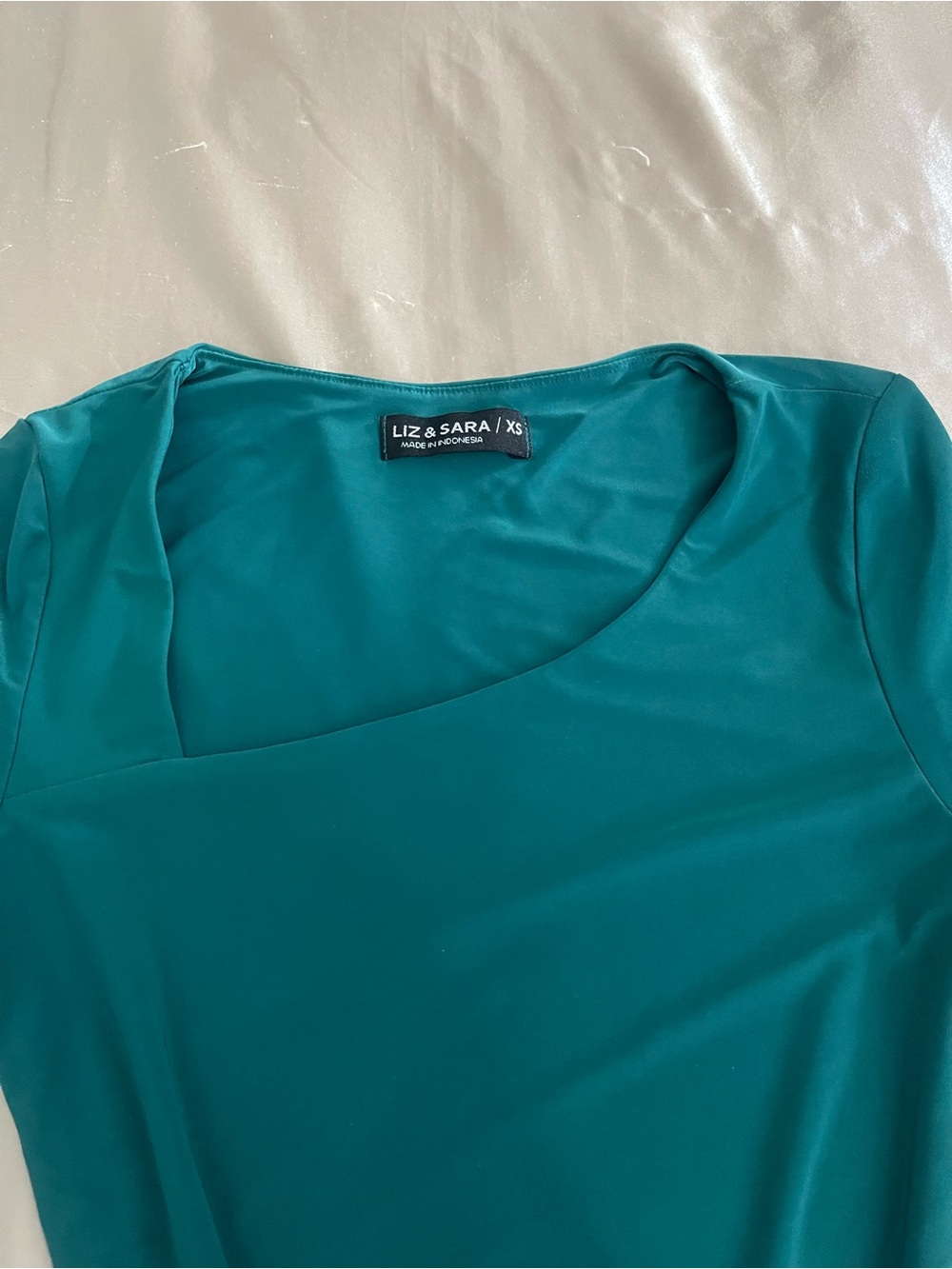 Teal Asymmetric Neckline Women’s Dress